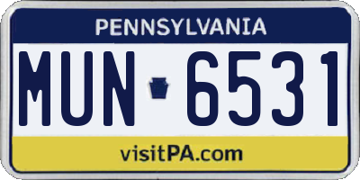 PA license plate MUN6531
