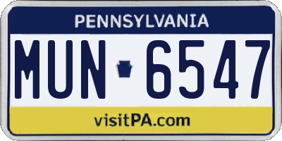 PA license plate MUN6547