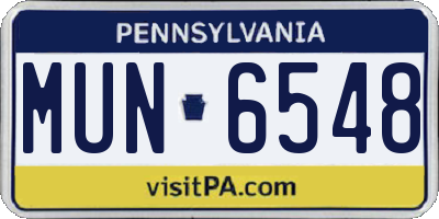 PA license plate MUN6548