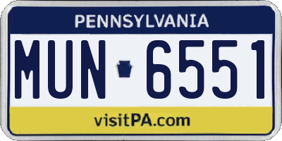 PA license plate MUN6551