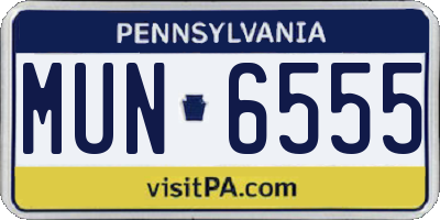 PA license plate MUN6555