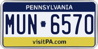 PA license plate MUN6570
