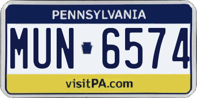 PA license plate MUN6574