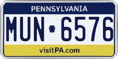 PA license plate MUN6576