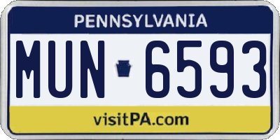 PA license plate MUN6593