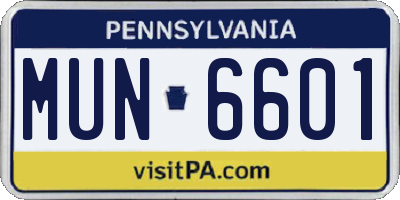 PA license plate MUN6601