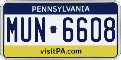 PA license plate MUN6608