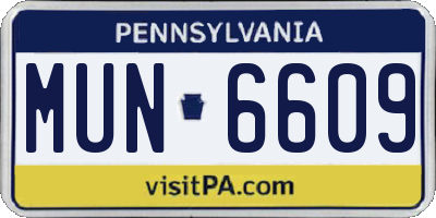 PA license plate MUN6609