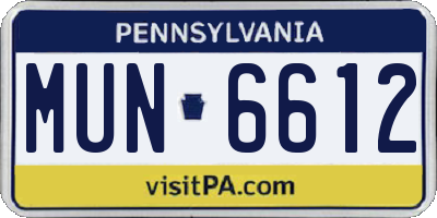 PA license plate MUN6612