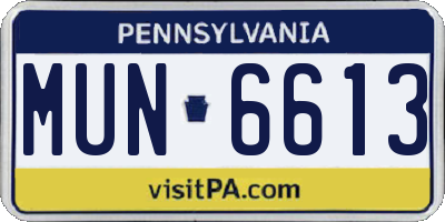 PA license plate MUN6613
