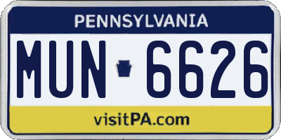 PA license plate MUN6626