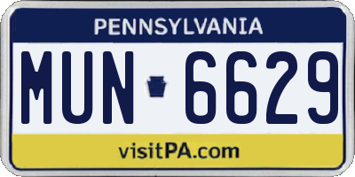PA license plate MUN6629