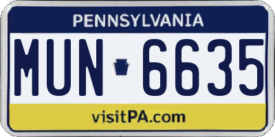 PA license plate MUN6635