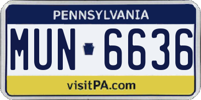 PA license plate MUN6636