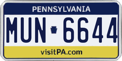 PA license plate MUN6644