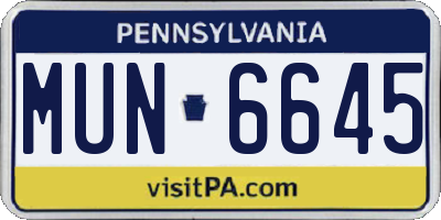 PA license plate MUN6645