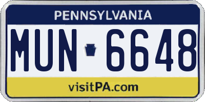 PA license plate MUN6648