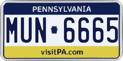 PA license plate MUN6665