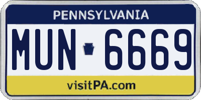 PA license plate MUN6669