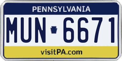 PA license plate MUN6671
