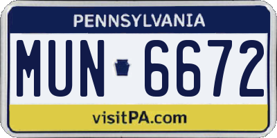 PA license plate MUN6672