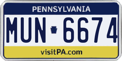 PA license plate MUN6674