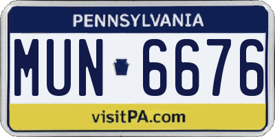 PA license plate MUN6676