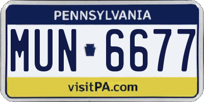 PA license plate MUN6677