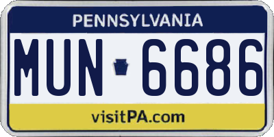 PA license plate MUN6686
