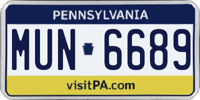 PA license plate MUN6689