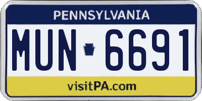 PA license plate MUN6691