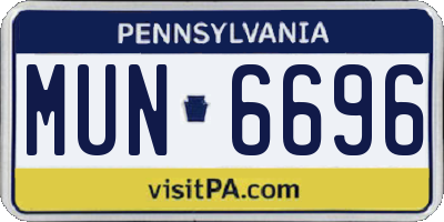 PA license plate MUN6696