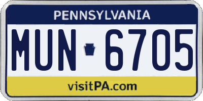 PA license plate MUN6705
