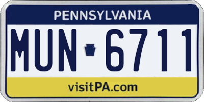 PA license plate MUN6711