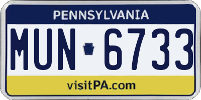 PA license plate MUN6733