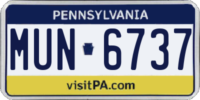 PA license plate MUN6737
