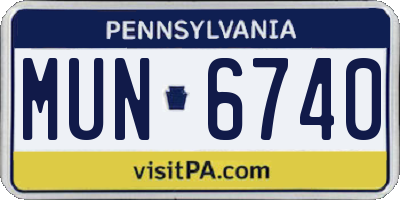 PA license plate MUN6740