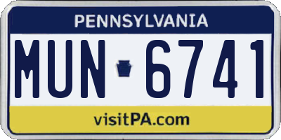 PA license plate MUN6741