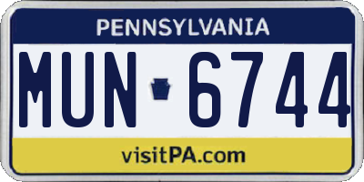 PA license plate MUN6744
