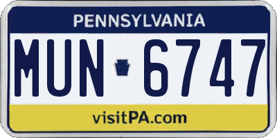 PA license plate MUN6747
