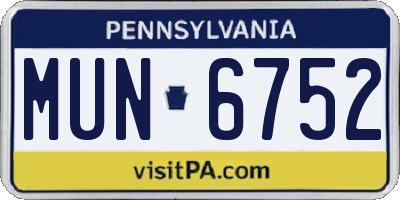 PA license plate MUN6752