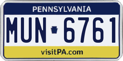 PA license plate MUN6761