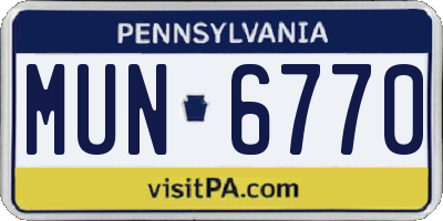 PA license plate MUN6770