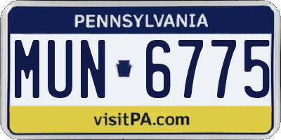 PA license plate MUN6775