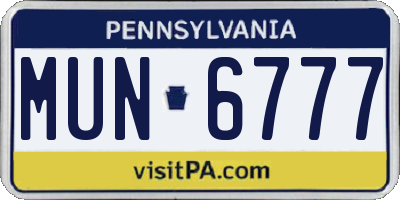 PA license plate MUN6777