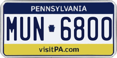 PA license plate MUN6800