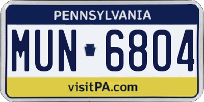PA license plate MUN6804