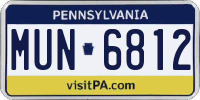 PA license plate MUN6812