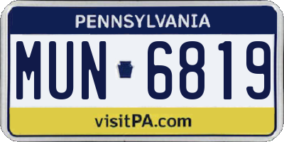 PA license plate MUN6819