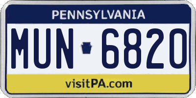 PA license plate MUN6820